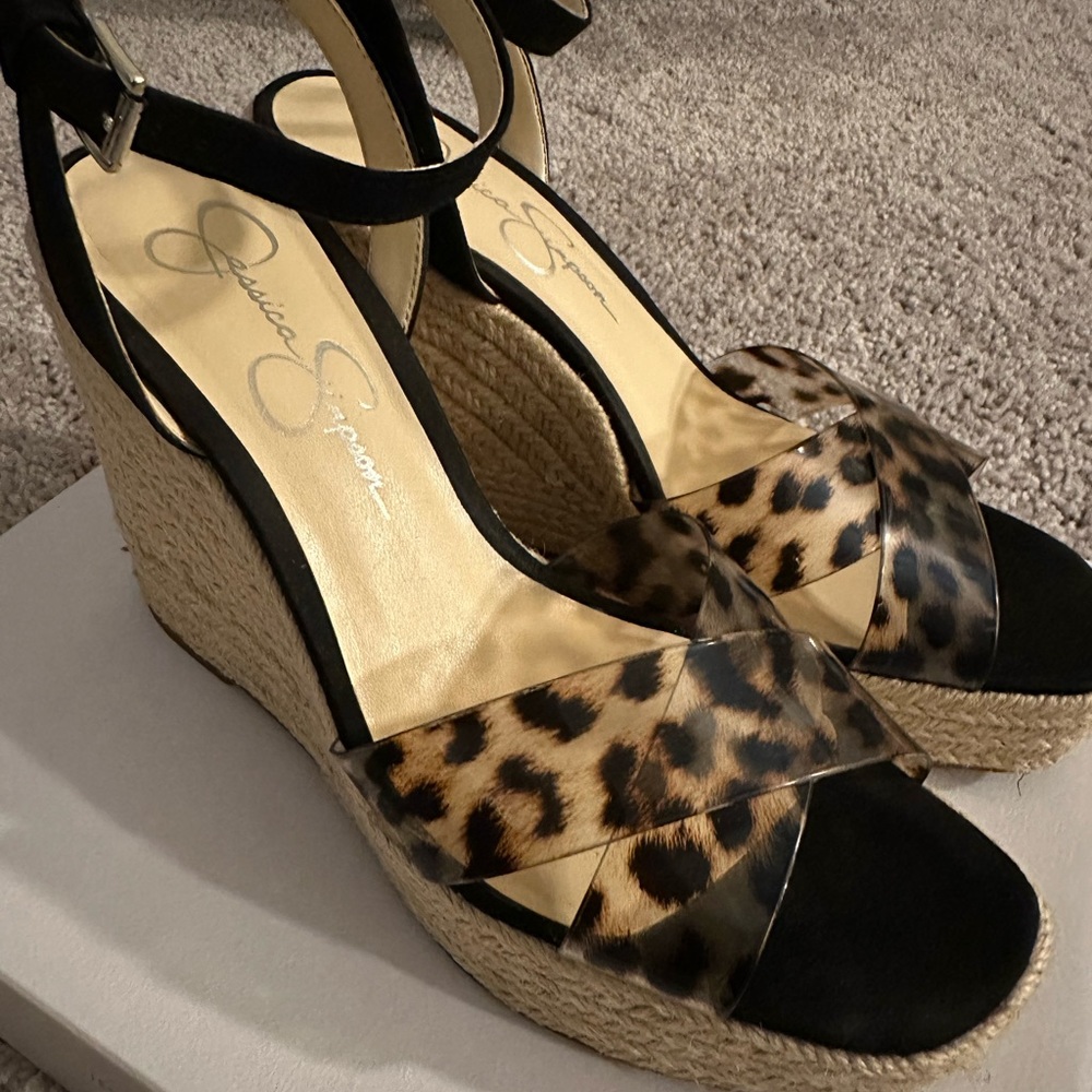 Summer cheetah print wedge sandals